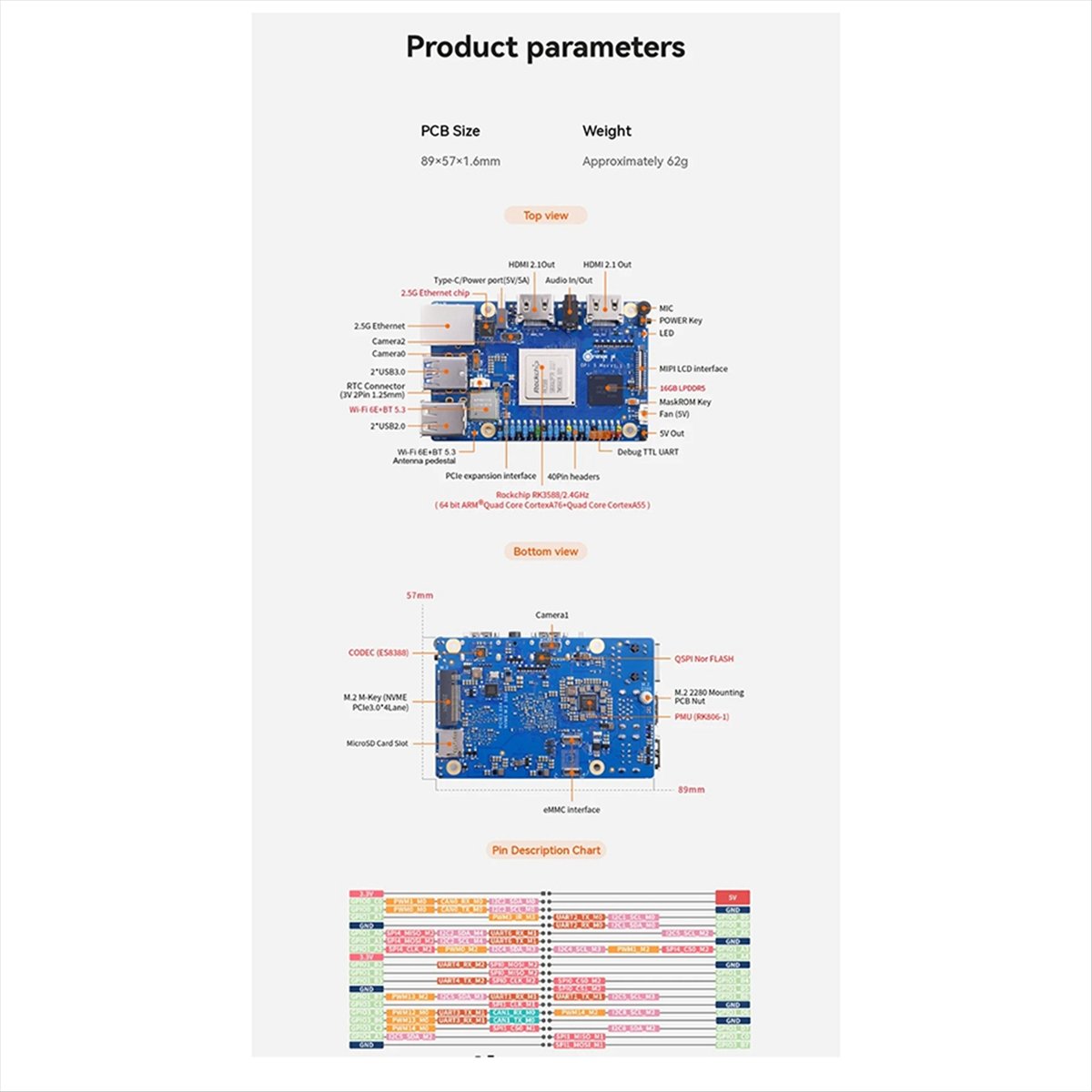 (ABGQ) For Orange Pi 5 Max 16G - Orange Pi 5 Max Rk3588 评论和价格